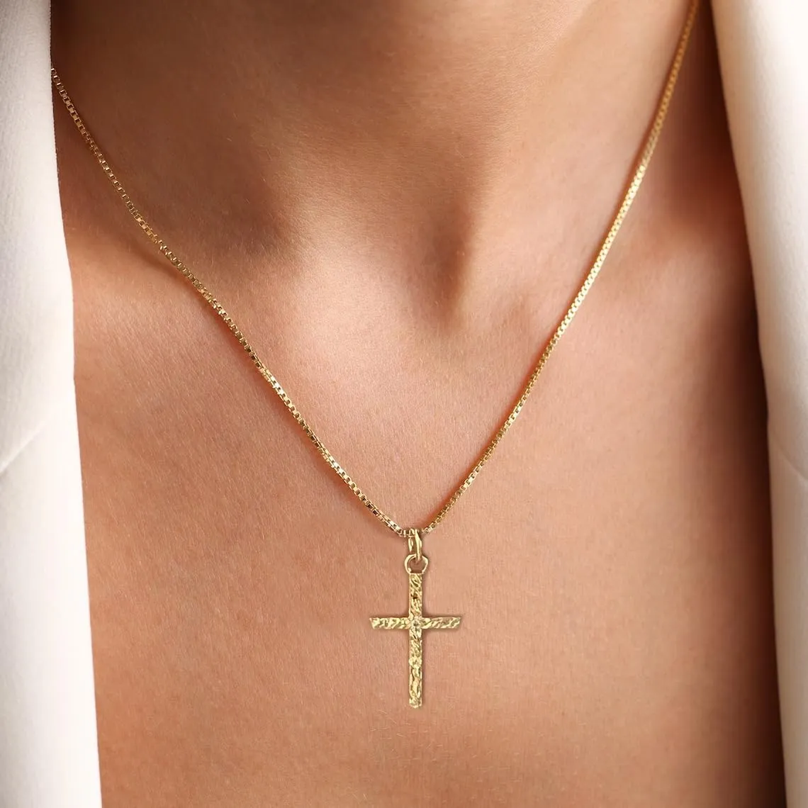 Joxevyia Cross Necklace for Women 14K Real Gold Plated Dainty Small Crystal Cross Pendant Religious Simple Minimalist Trendy Cute Cross Necklace Gift for Her