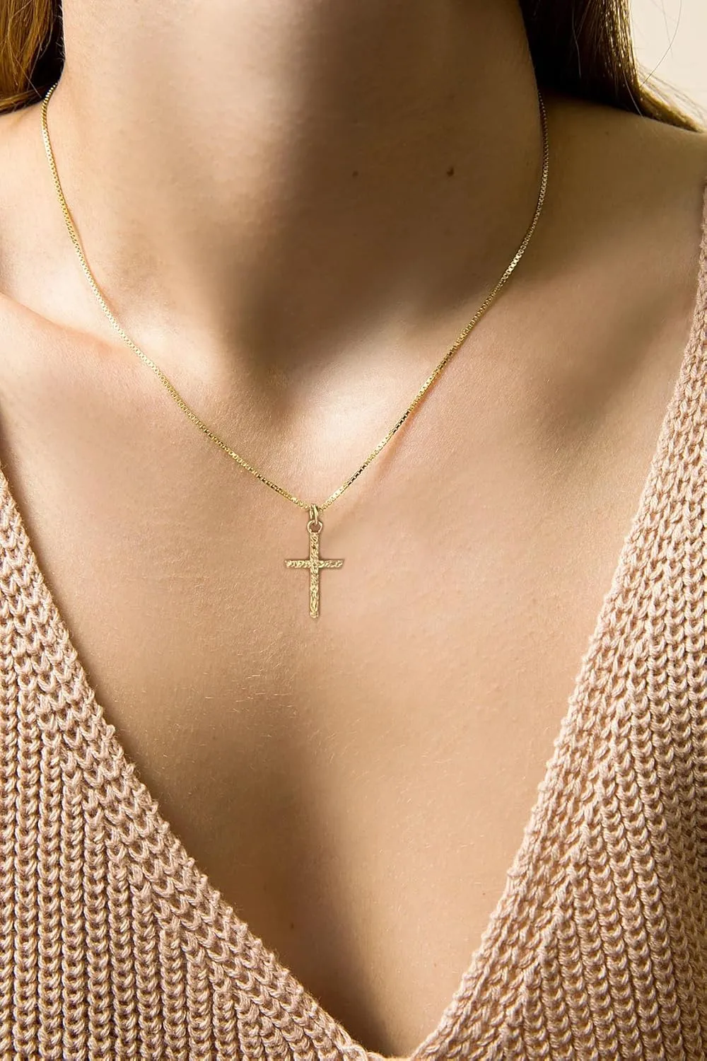 Joxevyia Cross Necklace for Women 14K Real Gold Plated Dainty Small Crystal Cross Pendant Religious Simple Minimalist Trendy Cute Cross Necklace Gift for Her