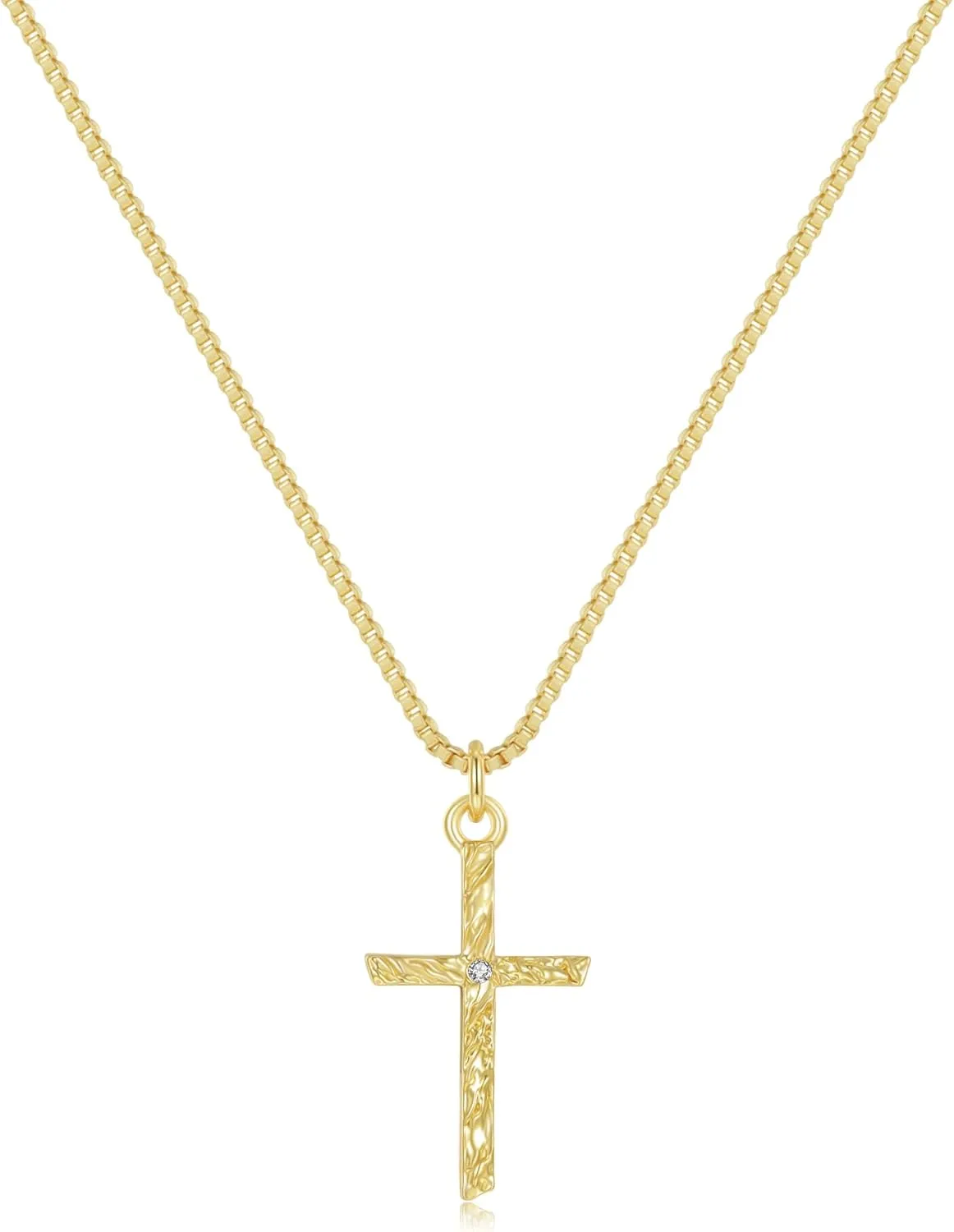 Joxevyia Cross Necklace for Women 14K Real Gold Plated Dainty Small Crystal Cross Pendant Religious Simple Minimalist Trendy Cute Cross Necklace Gift for Her