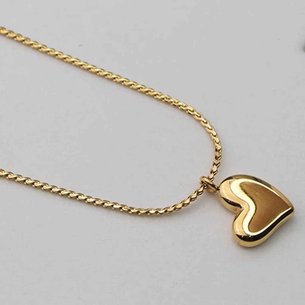 Jude Jewelers Stainless Steel Heart Shaped Classic Plain Statement Wedding Holiday Party Pendant Necklace