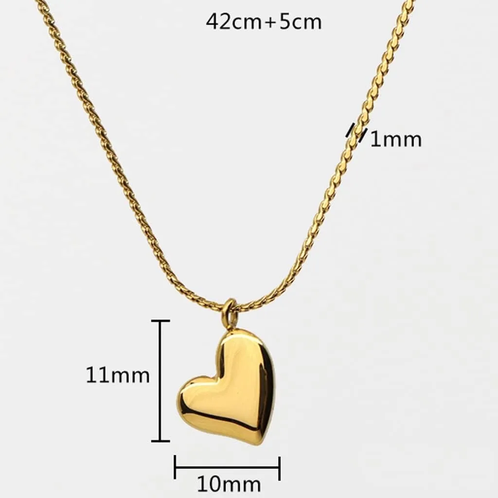 Jude Jewelers Stainless Steel Heart Shaped Classic Plain Statement Wedding Holiday Party Pendant Necklace