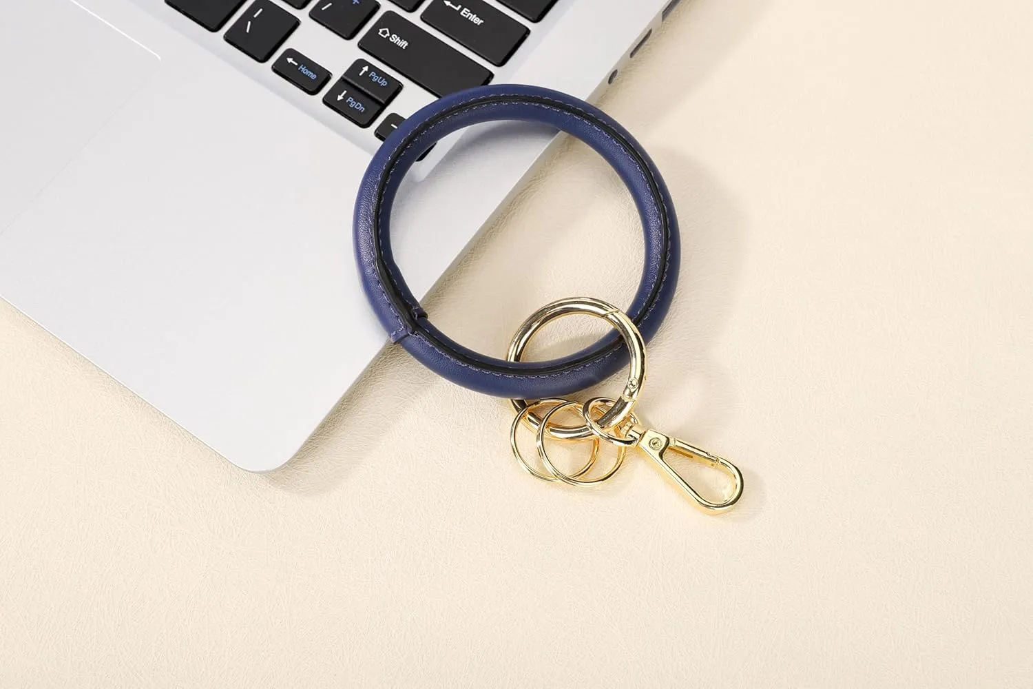 Junyuerly Wristlet Bracelet Keychain PU Leather Key chain Silicone Bangle Key Ring for Women Girls