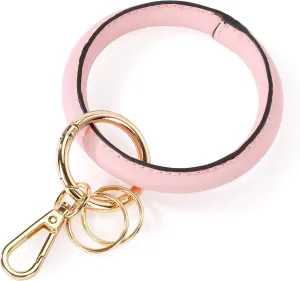 Junyuerly Wristlet Bracelet Keychain PU Leather Key chain Silicone Bangle Key Ring for Women Girls