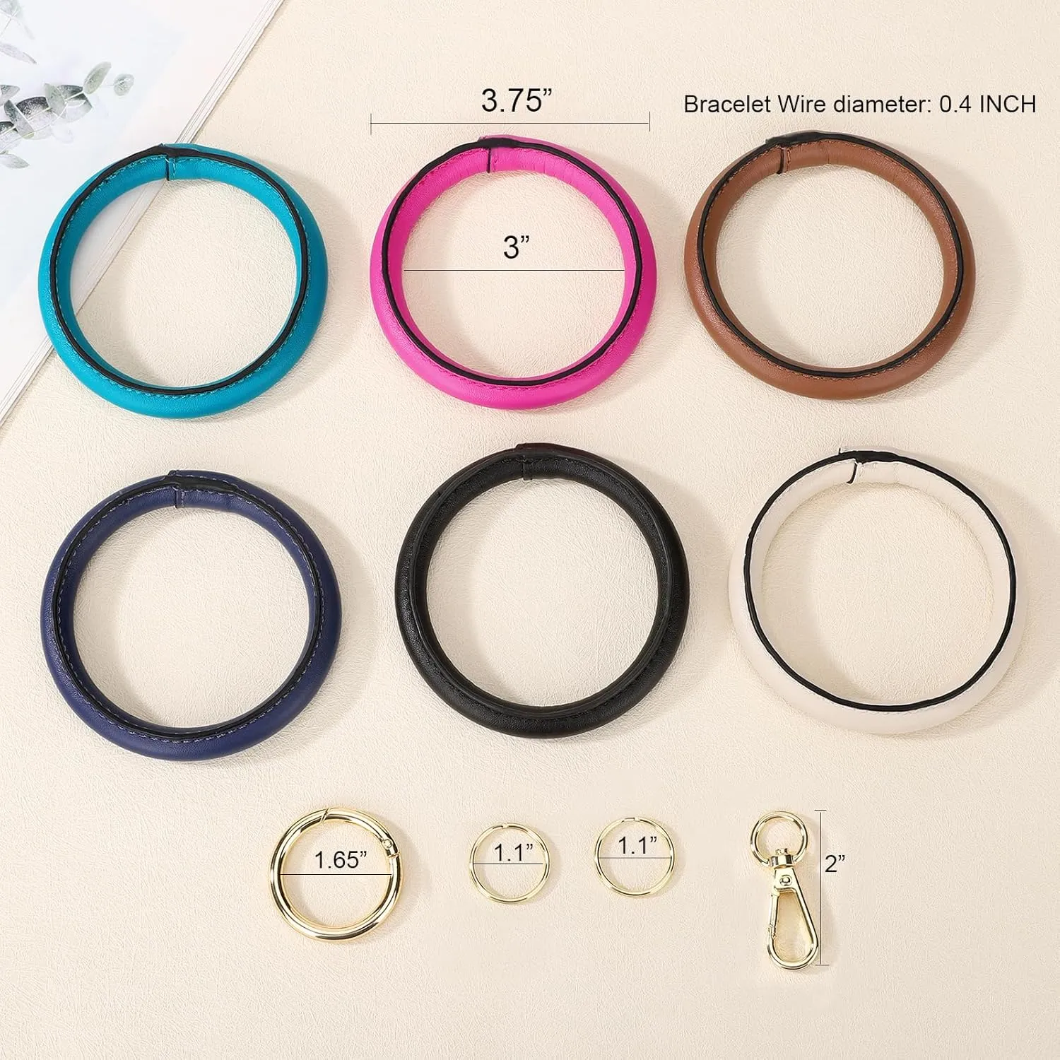Junyuerly Wristlet Bracelet Keychain PU Leather Key chain Silicone Bangle Key Ring for Women Girls