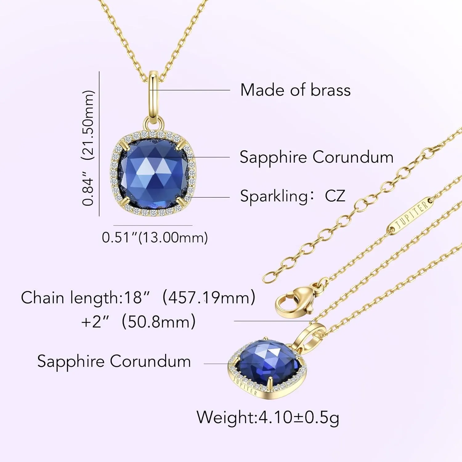 Jupiter Pendant Necklace for Women - Square Pendant Necklace Women, Necklace Jewelry for Valentine's Day, Mother's Day, Birthday Jewelry