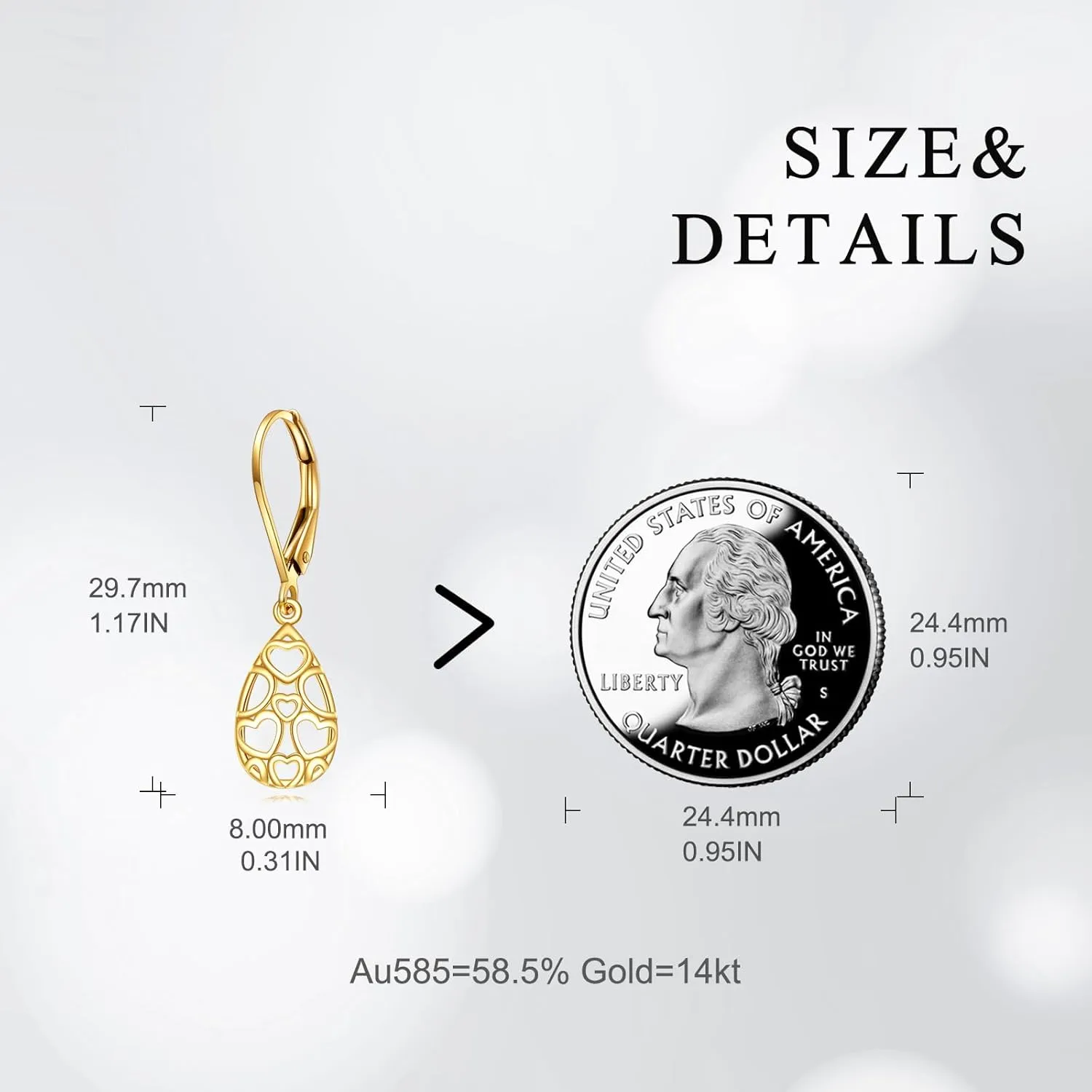 KECHO 14k Solid Gold Dangle Earrings for Women, Leverback Drop Earrings Fine Jewelry Birthday Gifts for Her