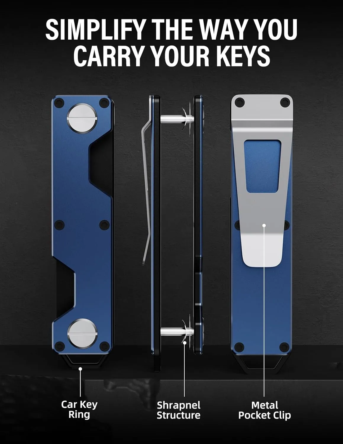 Key Holder for Keychain Key Ring - Minimalist Pocket-Sized EDC Keychain, Loop Piece for Car Fobs, Expandable up to 8-10 Keys