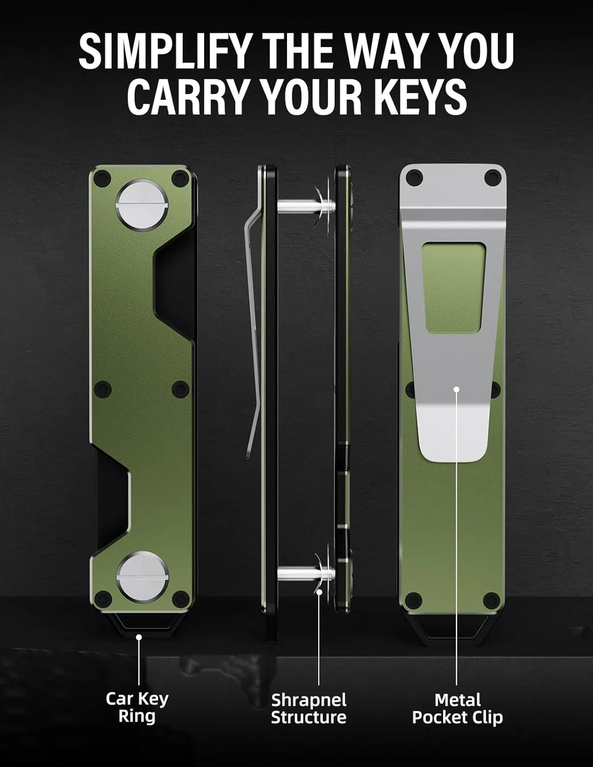 Key Holder for Keychain Key Ring - Minimalist Pocket-Sized EDC Keychain, Loop Piece for Car Fobs, Expandable up to 8-10 Keys