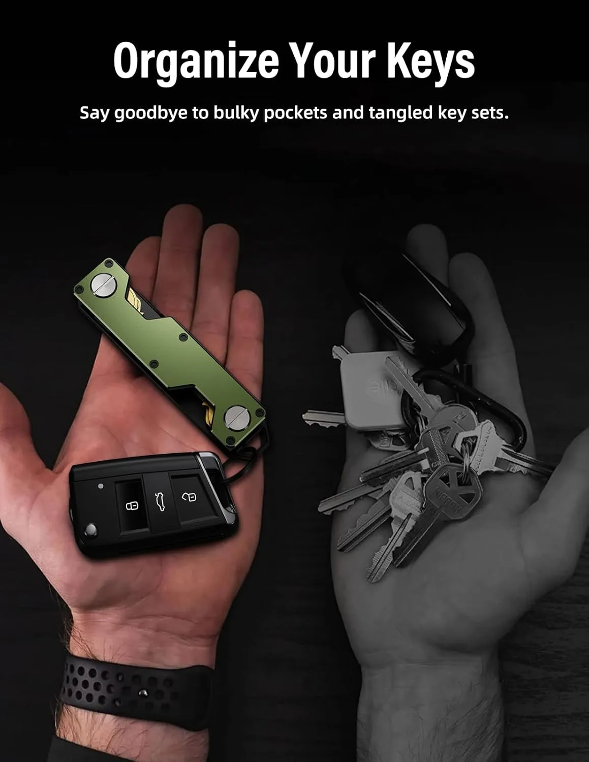 Key Holder for Keychain Key Ring - Minimalist Pocket-Sized EDC Keychain, Loop Piece for Car Fobs, Expandable up to 8-10 Keys