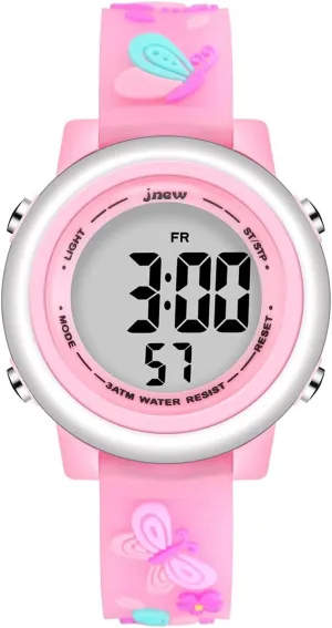 Kids Digital Sport Watches for Girls Boys, Waterproof Outdoor LED Timer with 7 Colors Backlight 3D Cartoon Silicone Band Child Wristwatch