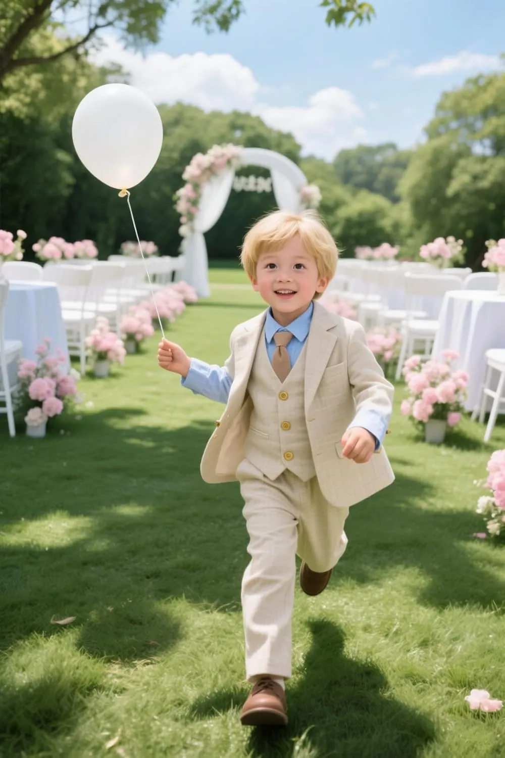 Kids Linen Suits for Boys Summer Beach Wedding 3 Piece Casual Slim Fit Suit for Boy Wedding Ring Bearer Outfit