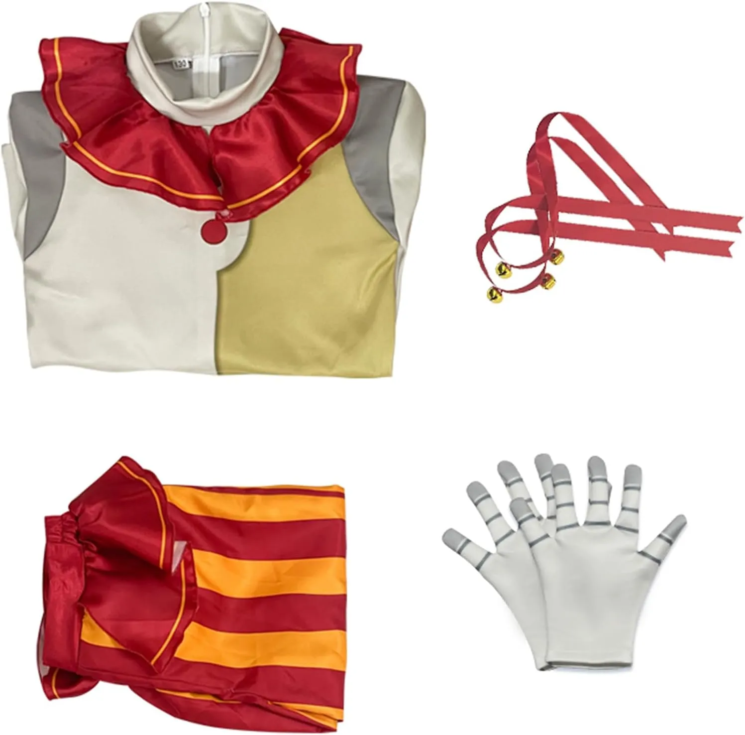 Kids Sun Moon Clown Cosplay Outfits Sundrop and Moondrop Costume with Necklace Full Set for Halloween