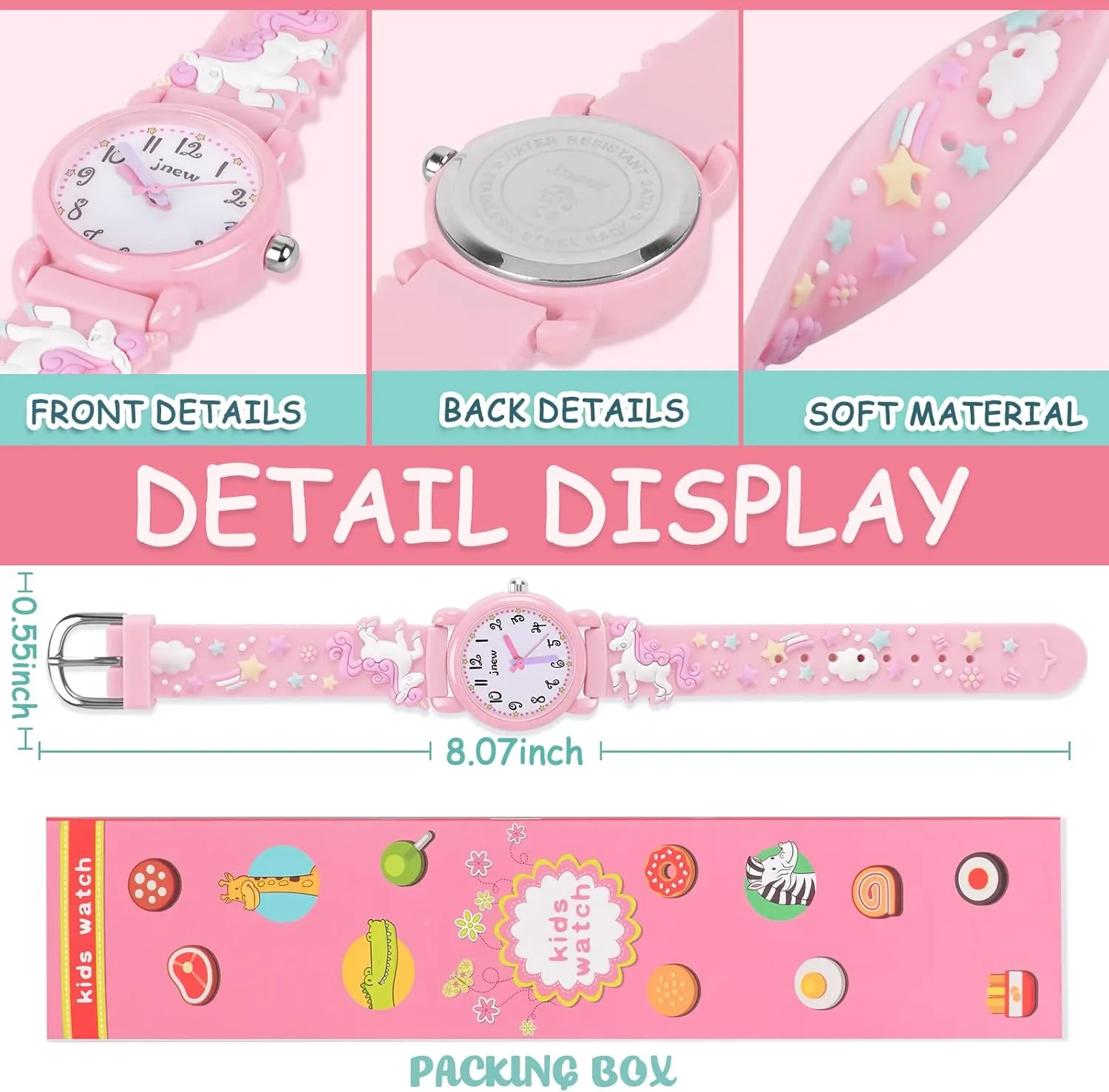 Kids Watch Ages 3-8, 3D Lovely Cartoon Watch for Girls - Best Gifts