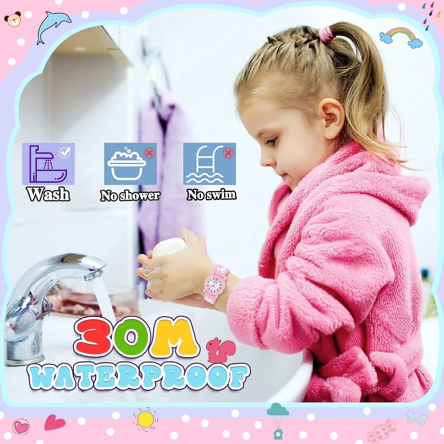 Kids Watch Ages 3-8, 3D Lovely Cartoon Watch for Girls - Best Gifts