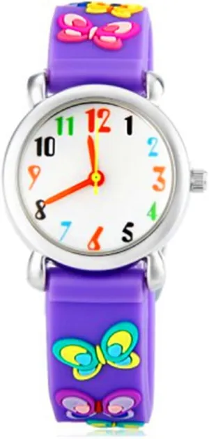 Kids Watch for Boys Girls, Toddler Watch Digital Analog Wrist Waterproof Watches with 3D Cute Cartoon Silicone Band, for 3-10 Years Old Childrens (Butterfly Purple)