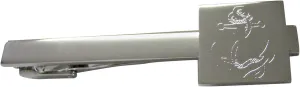 Kiola Designs Silver Toned Etched Nautical Roped Anchor Square Tie Clip