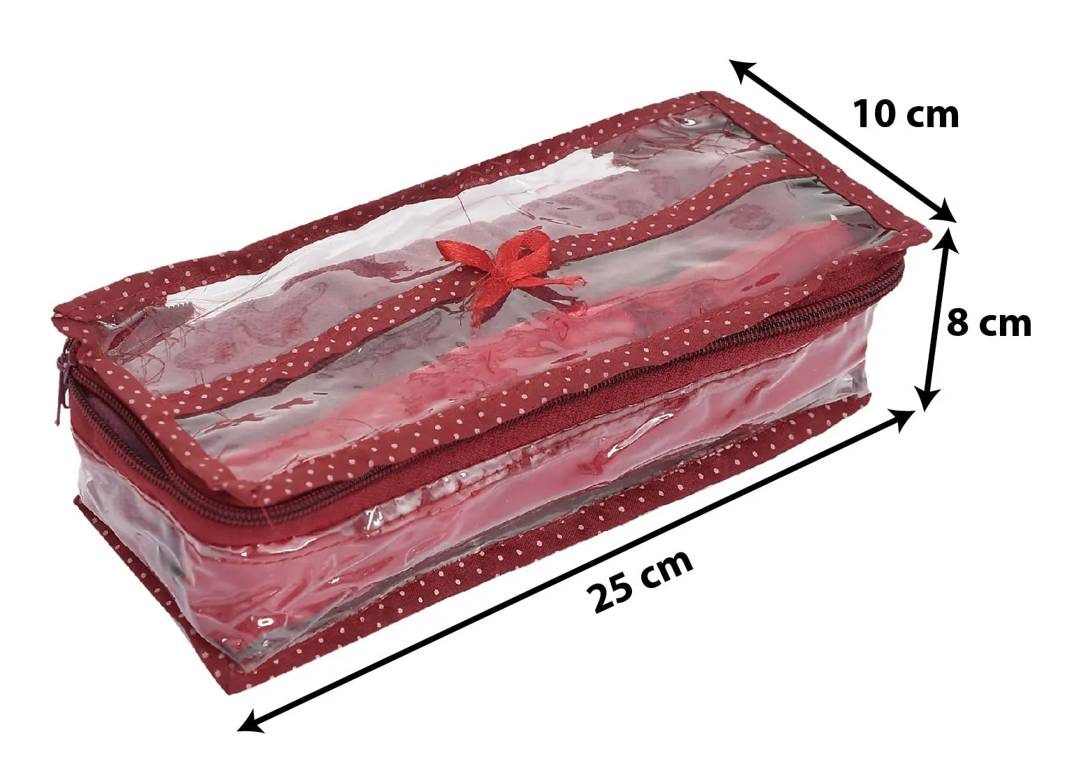 Kuber Industries Dot Printed Tranasparent PVC 1 Rod Bangles, Watches, Bracelet, Small Jewellery Organizer- Pack of 3 (Maroon)