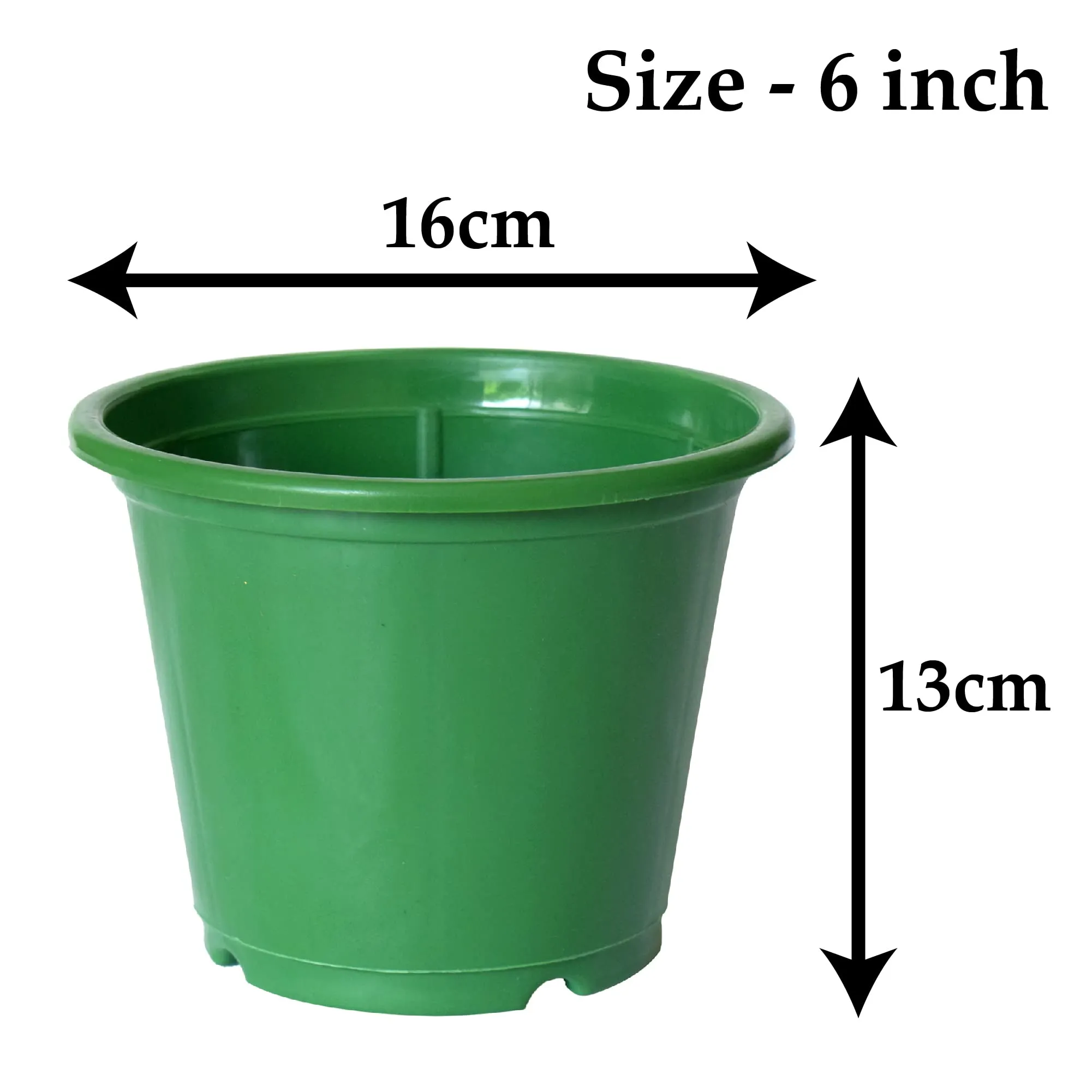 Kuber Industries Durable Plastic Flower Pot|Gamla with Drain Holes for Indoor Home Decor & Outdoor Balcony,Garden,6"x5",Pack of 10 (Green)
