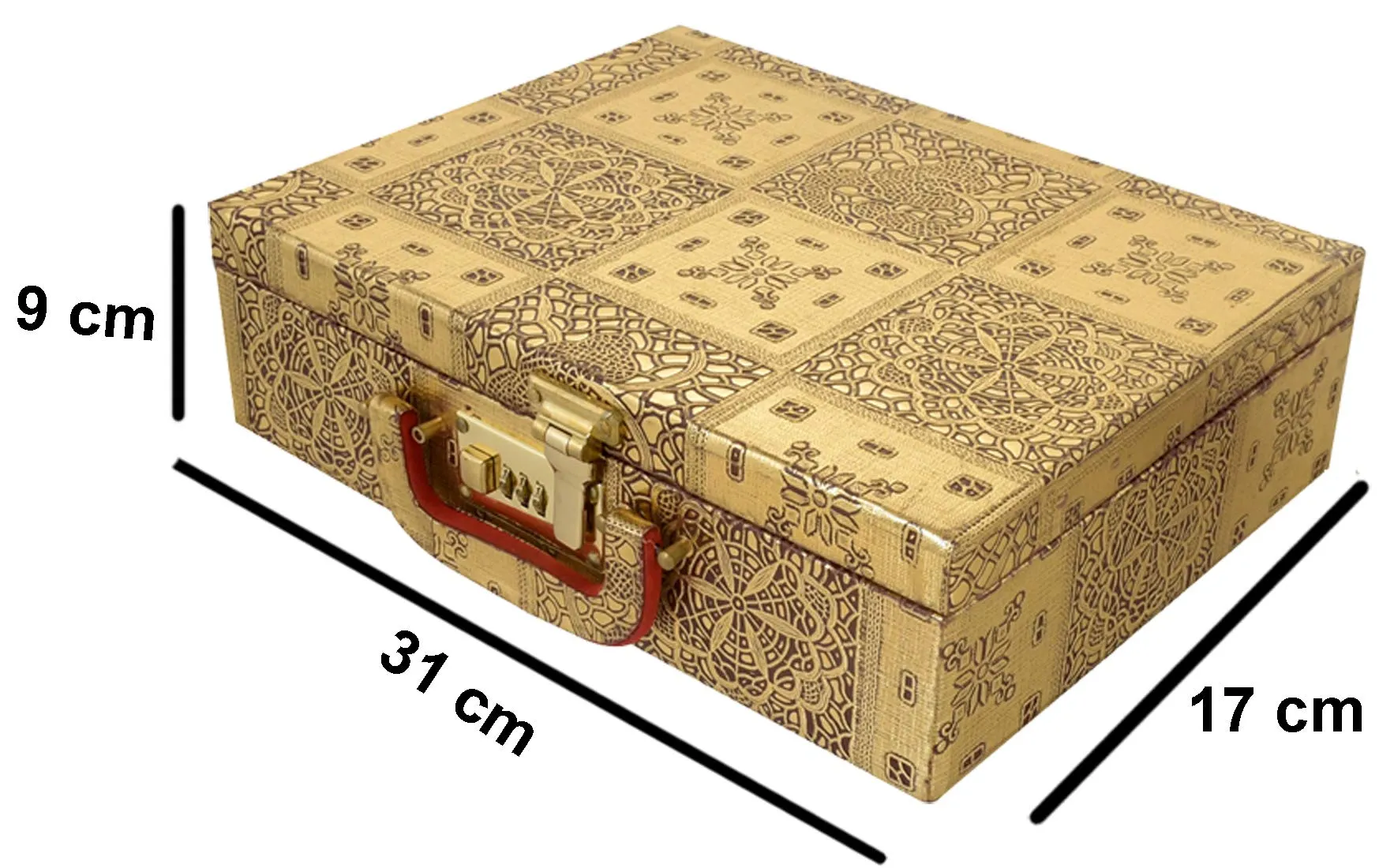 Kuber Industries Wooden Jewellery Box With 2 Rolls, Golden