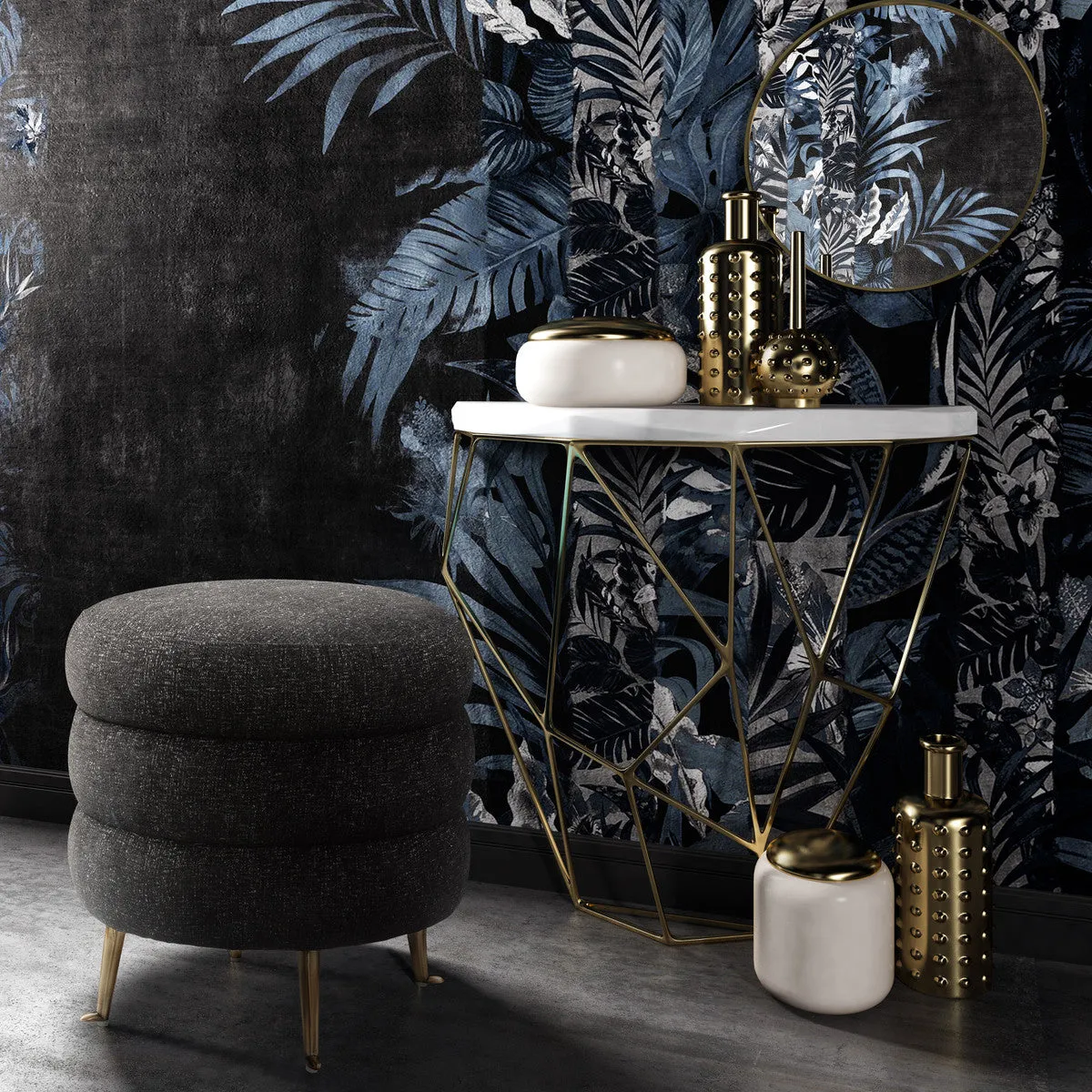 LADDER BLACK TWEED OTTOMAN