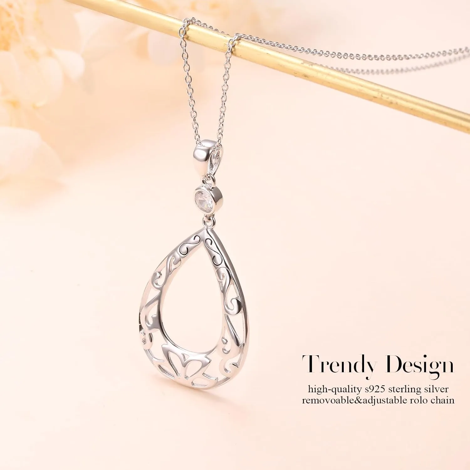 Ladytree Long Chain Circle Pendant Necklace for Women 925 Sterling Silver Trendy Fashion Boho Minimalist Simple Adjustable Jewelry Gifts