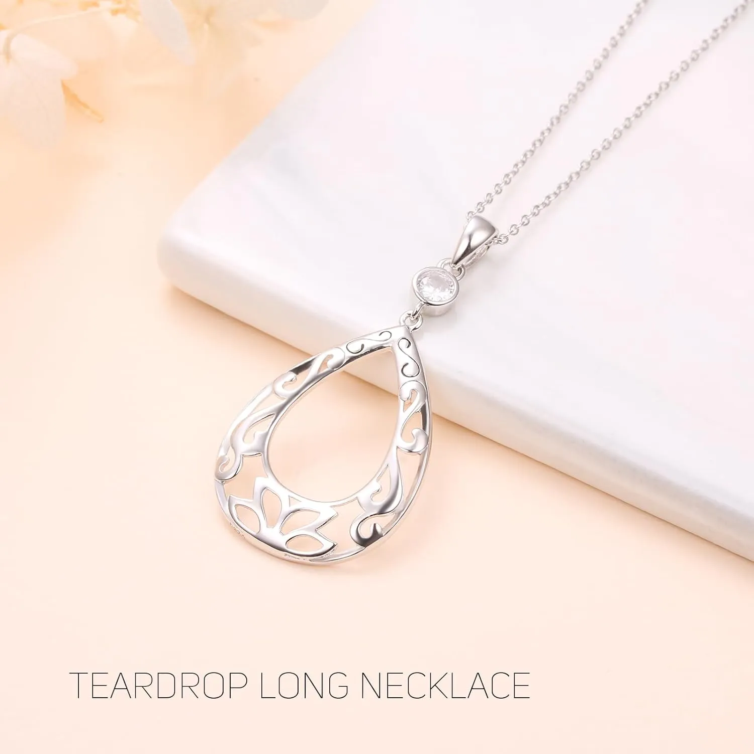 Ladytree Long Chain Circle Pendant Necklace for Women 925 Sterling Silver Trendy Fashion Boho Minimalist Simple Adjustable Jewelry Gifts