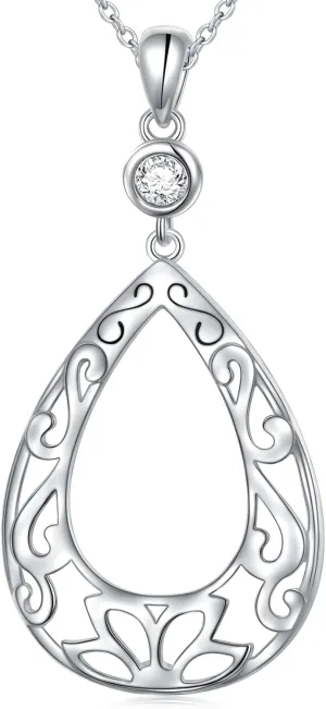 Ladytree Long Chain Circle Pendant Necklace for Women 925 Sterling Silver Trendy Fashion Boho Minimalist Simple Adjustable Jewelry Gifts