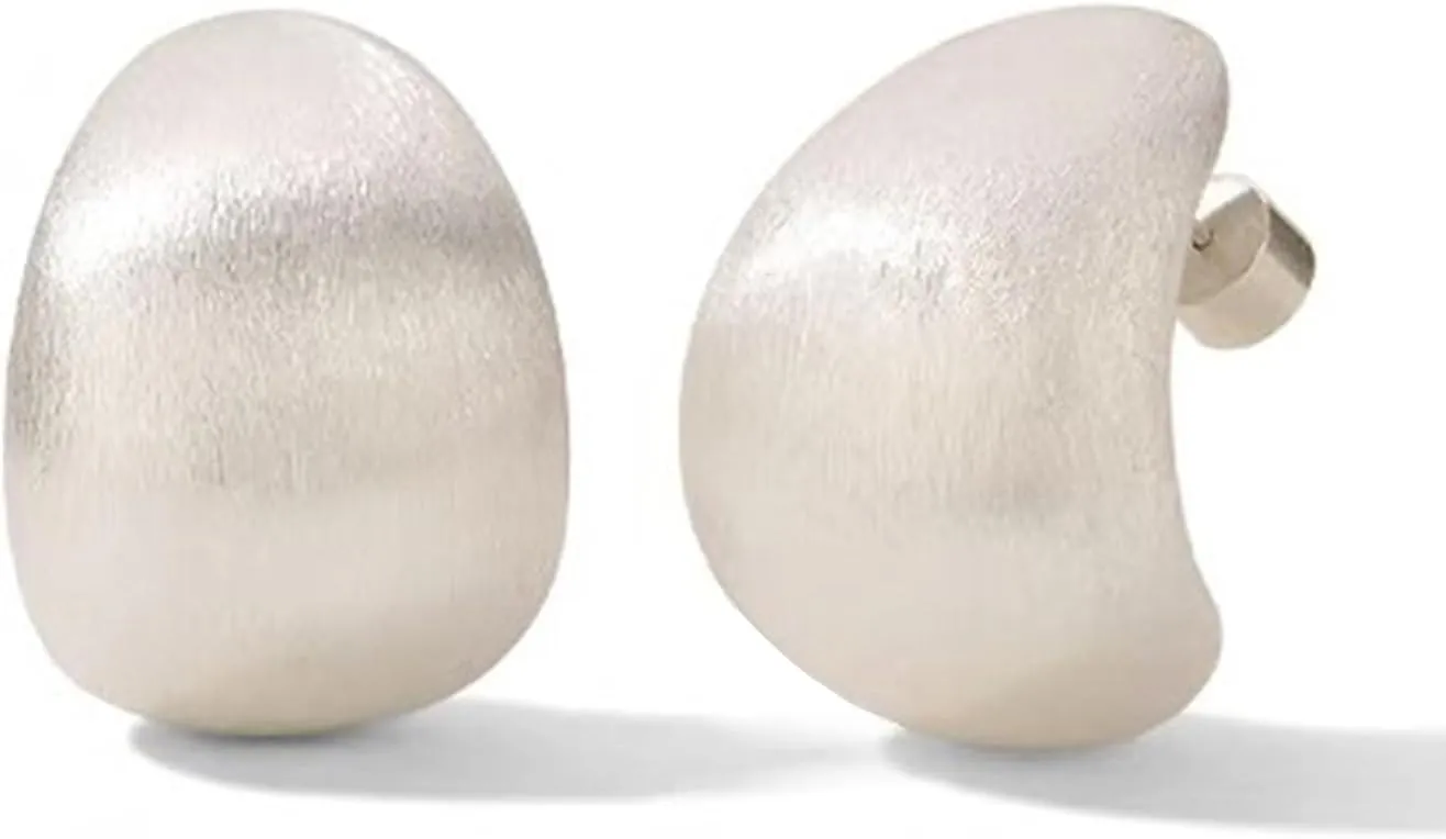Large Chunky Earrings 925 Sterling Silver Post Statement Chunky Hoop Earrings Trendy Brushed Drop Earring for Women