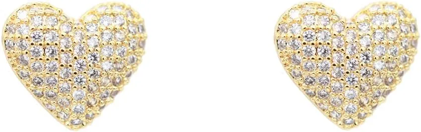 Lavencious CZ Paved Heart Shape Pendant Necklace and Cluster Earrings Jewelry Set for Women