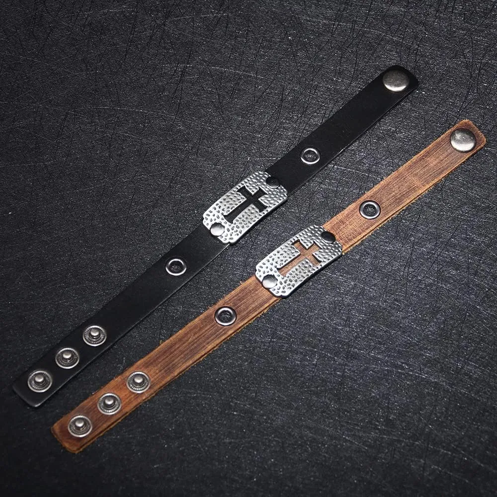Leather Bracelet with Cross Christian Jesus Faith Leather Bracelet Christ Baptism Catholic Jewelry Fashion Jewelry Gifts