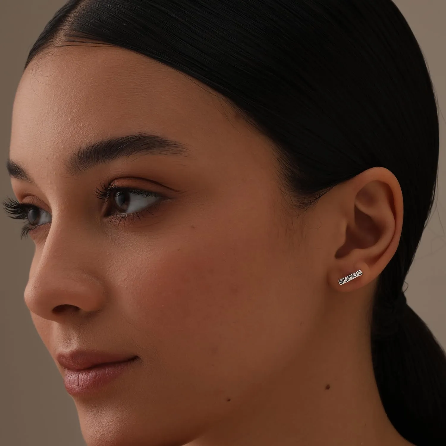 LeCalla 925 Steling Silver Hammered Earrings for Women | Lightweight Handcrafted Earrings | Minimalist Handmade Classic Texture Stud Drop Earrings for Women