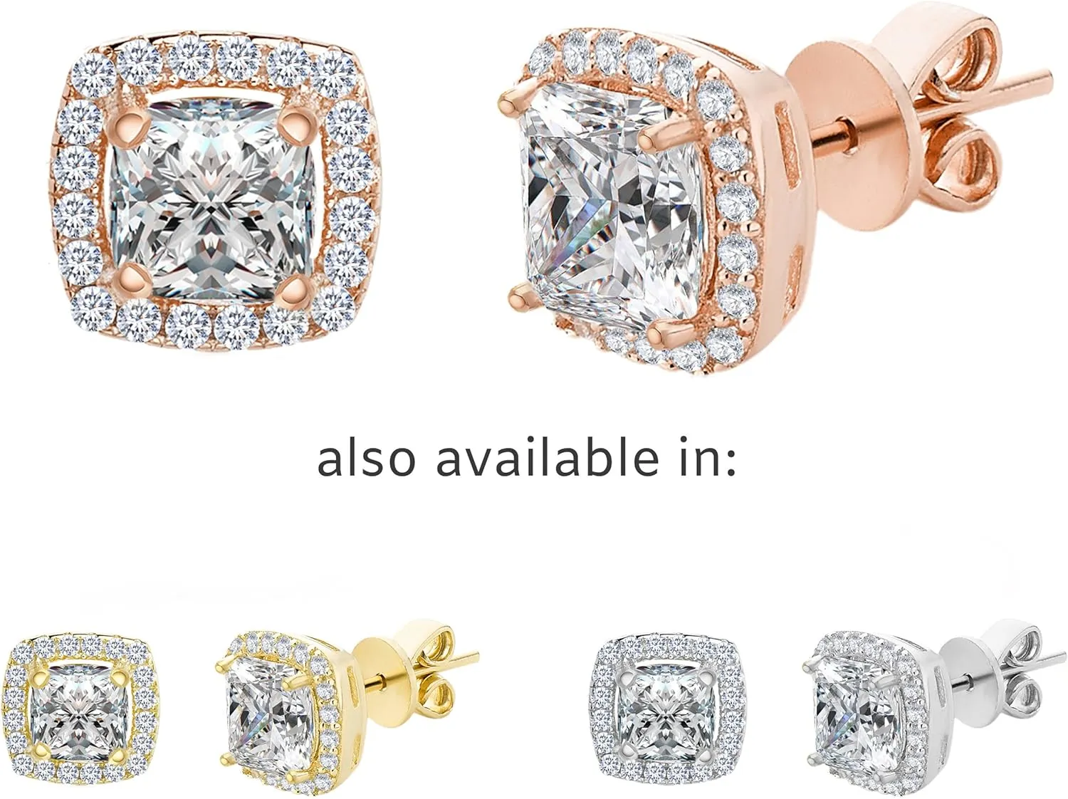 LESA MICHELE Women's Earrings - 925 Sterling Sliver Art Deco Bridal Wedding Halo Crystal Stud Earrings
