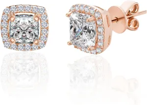 LESA MICHELE Women's Earrings - 925 Sterling Sliver Art Deco Bridal Wedding Halo Crystal Stud Earrings