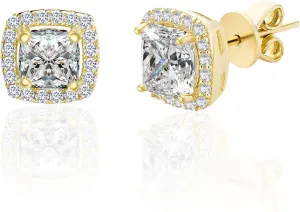LESA MICHELE Women's Earrings - 925 Sterling Sliver Art Deco Bridal Wedding Halo Crystal Stud Earrings