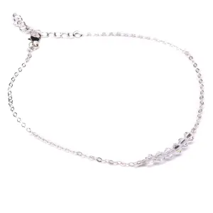 LeSilveStone Sterling silver anklet embelished with crystals from Swarovski, adjustable chain ankle bracelet for women, simple dainty minimalist beach jewelry - Handcrafted in the USA.