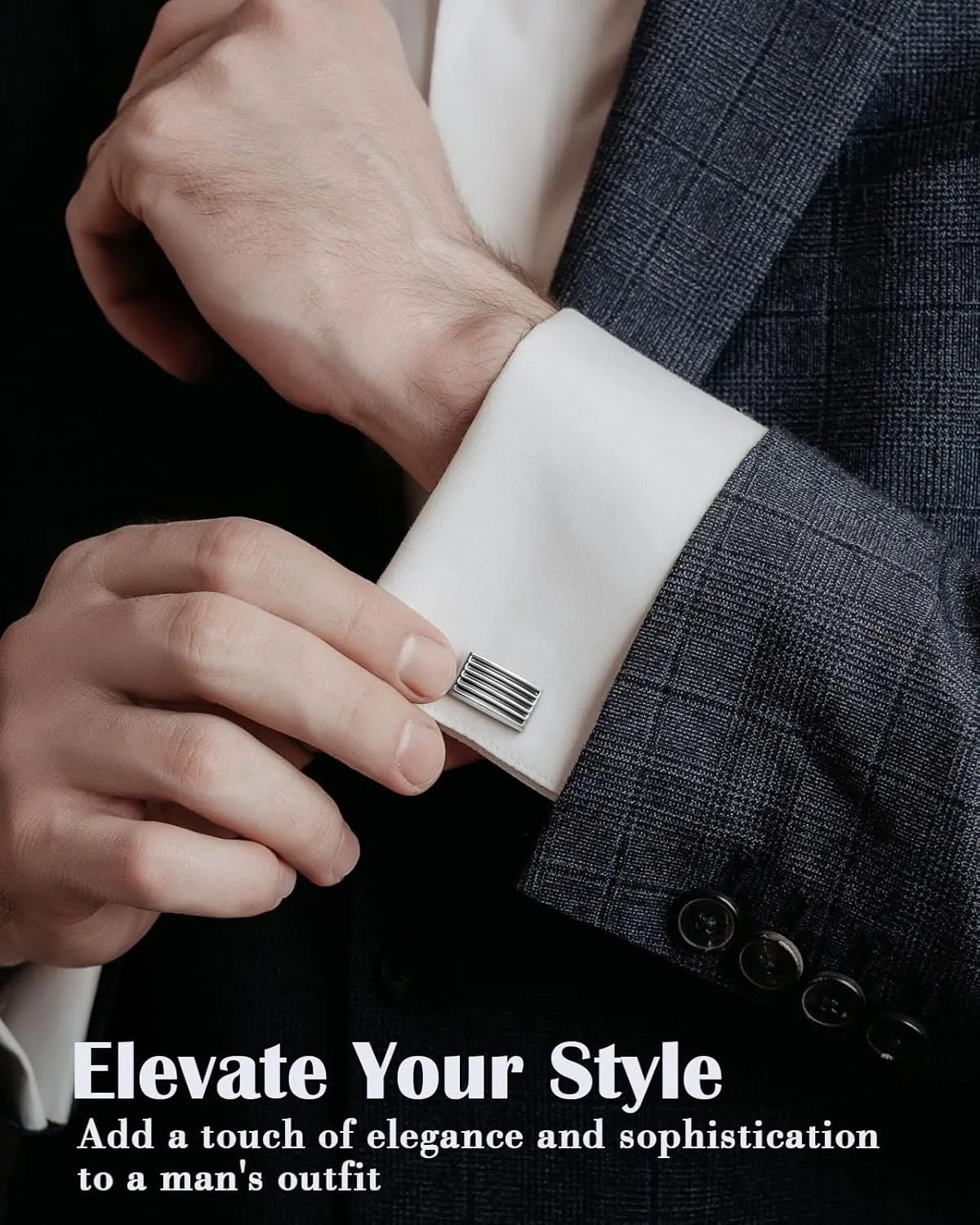 Lictin Men's Cufflinks Cuff Links for Men, Stainless Steel Tuxedo Shirt Cuff Links Set