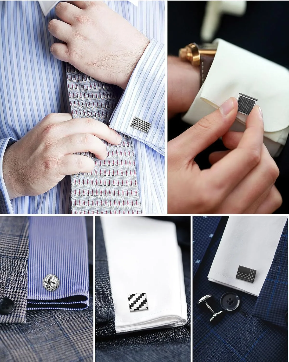 Lictin Men's Cufflinks Cuff Links for Men, Stainless Steel Tuxedo Shirt Cuff Links Set