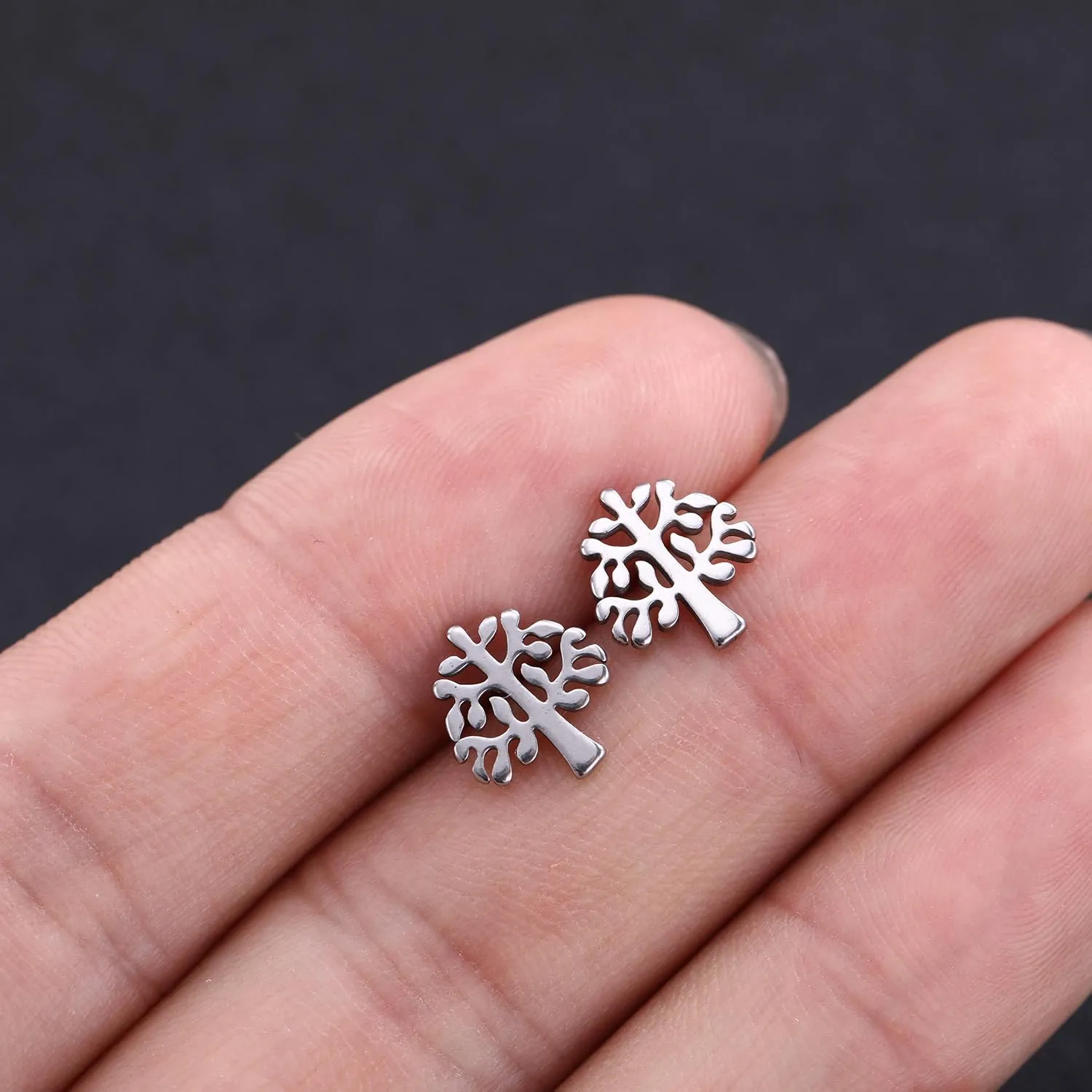 LIKGREAT Women's Stainless Steel Minimalist Norse Runes Stud Set Classic Small Earrings