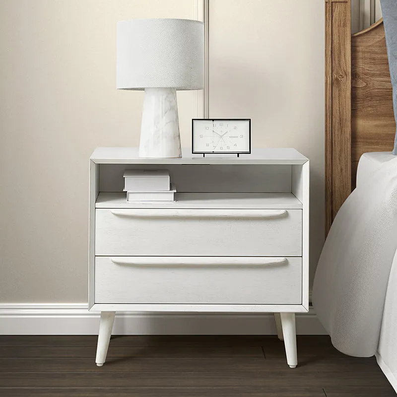 Lilian 2 - Drawer Mid Century Nightstand with Built-in Outlets