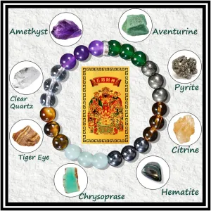 LIU JUN Natural Stone Wealth Money Bracelet For Women, Beaded Protection Adjustable Lucky Bracelets Feng Shui Black Obsidian Handmade Men Jewelry Gifts