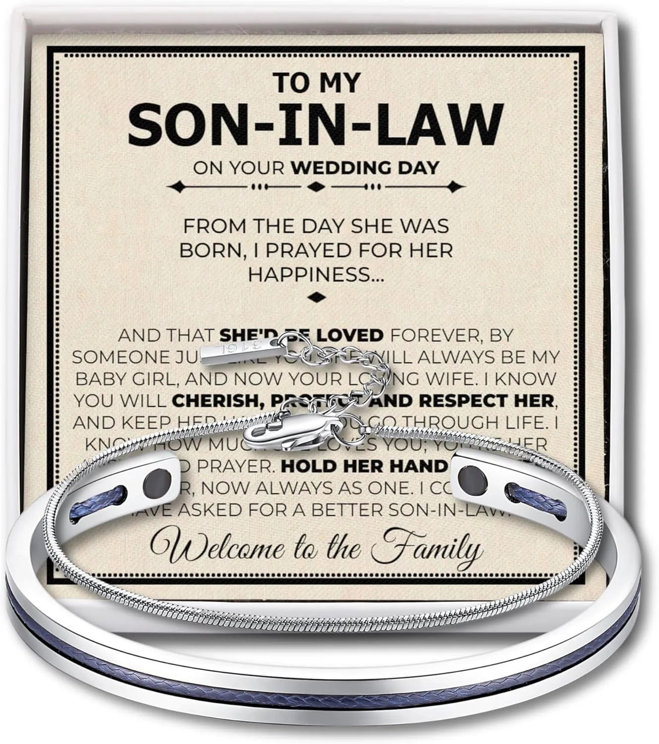 Love You This Much Nautical Rope Cuff Bracelet from Mother In Law, Wedding Gift to Future Son In Law