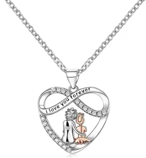 LOVECOM S925 Sterling Silver Infinity Love Heart Necklaces for Women Grandma Granddaughter Cute I Love You Forever CZ Chain Pendant Necklace Mothers Day Birthday Jewelry Gifts for Mom Dad Daughter