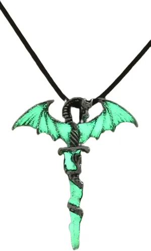 Luminous Glowing Night Fluorescence Glow In The Dark Sword Vintage Dragon Pendant Necklace for Men Women Party-NG39