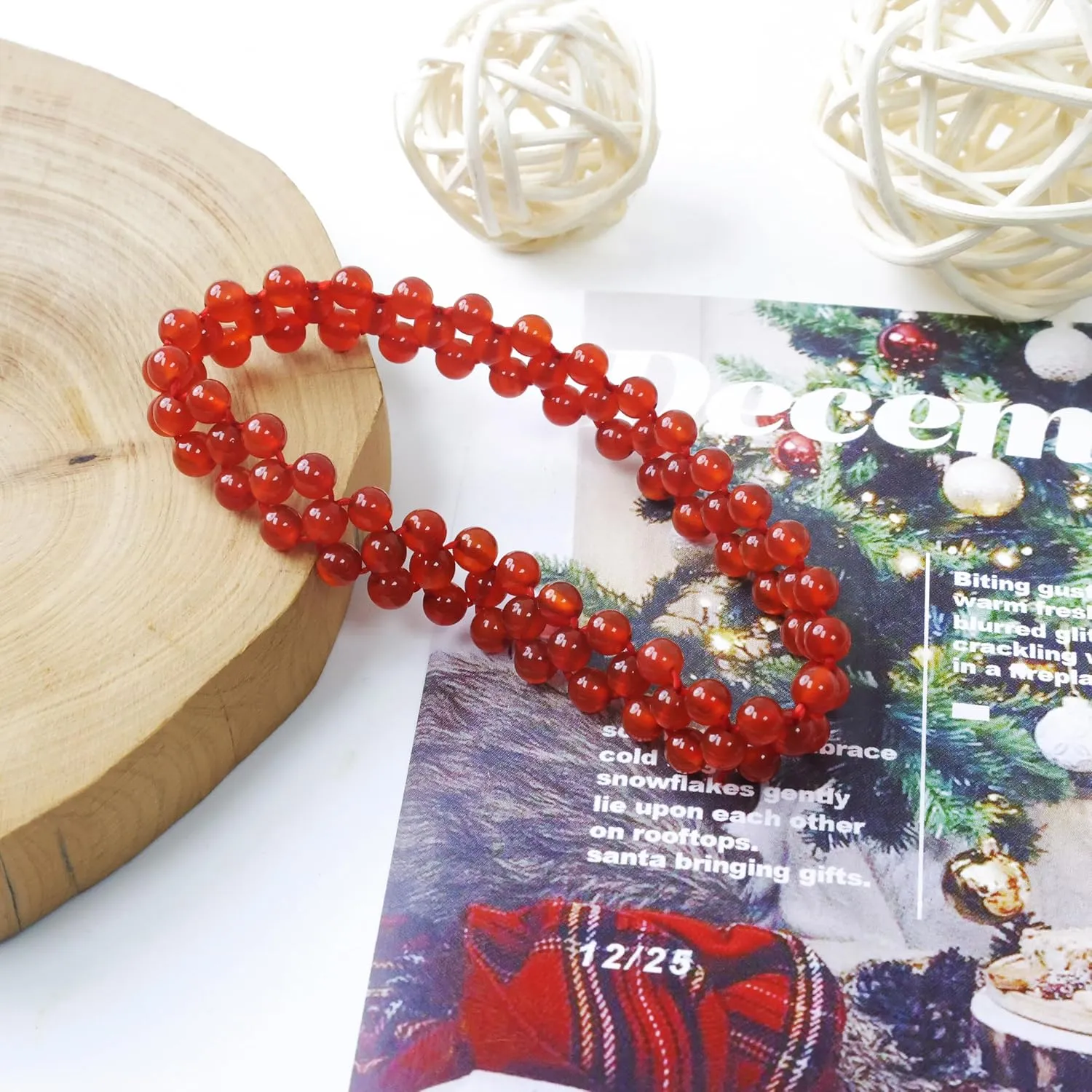 MANYC Handmade Yoga Stretch Bracelet with Natural Stone Crystals, 4mm Healing Energy Bracelet for Adults, Unisex Elastic Jewelry Gift (CRN)