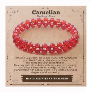 MANYC Handmade Yoga Stretch Bracelet with Natural Stone Crystals, 4mm Healing Energy Bracelet for Adults, Unisex Elastic Jewelry Gift (CRN)