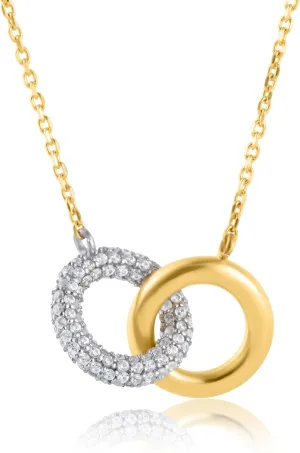 MAX   STONE 925 Silver Two-Tone Cubic Zirconia Interlocking Pendant | 925 Sterling Silver Necklace For Women | Hypo-Allergenic Anti Tarnishing CZ Pendant |18in Length with 2in extender