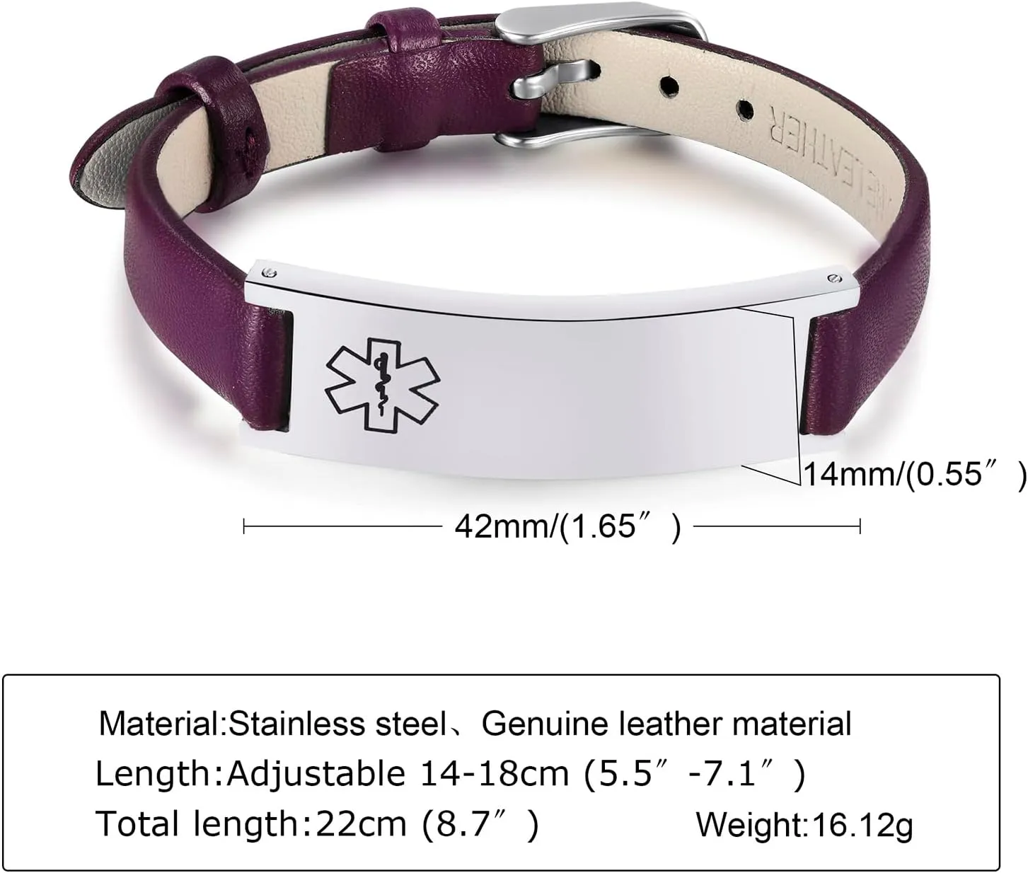 MEALGUET Medical ID Bracelet for Women : Stainless Steel Medical Alert Bangle Bracelet with Free Engraving