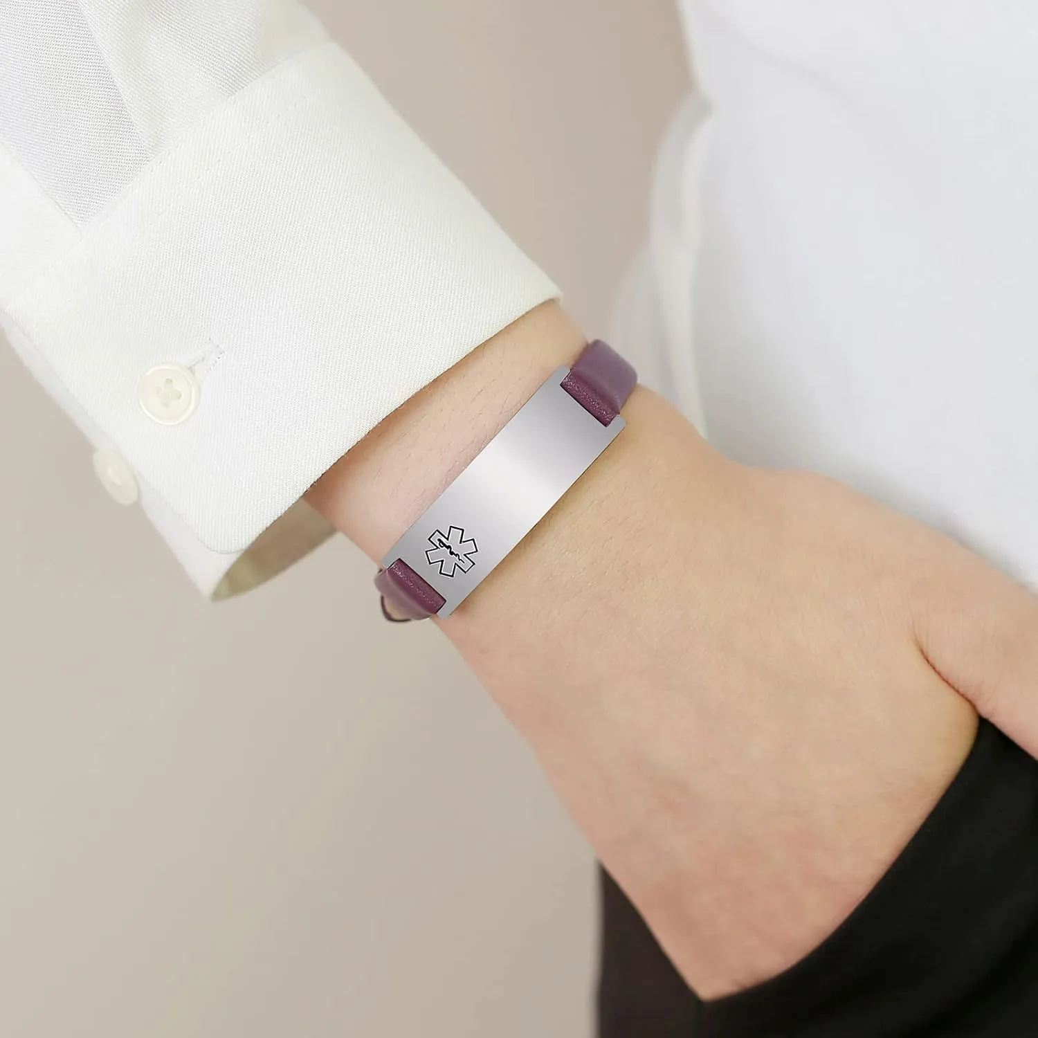 MEALGUET Medical ID Bracelet for Women : Stainless Steel Medical Alert Bangle Bracelet with Free Engraving