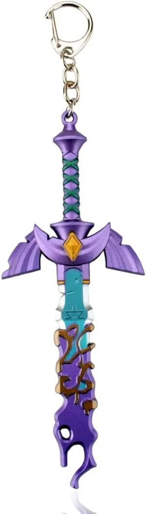 MEETCUTE Decayed MasterSword Keychain Latest,Cool Sword Key Ring for Men and Women Legend of Zeld the Tears Kingdom MasterSword Key chain Cosplay Accessories - Purple