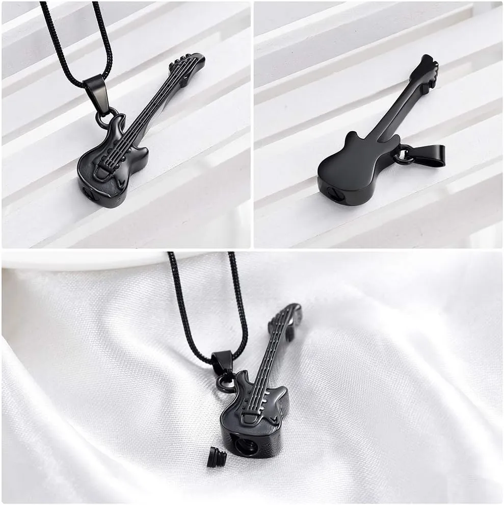 memorial jewelry Musical Instrument Cremation Necklace for Women&Men Guitar Urn Necklace for Ashes